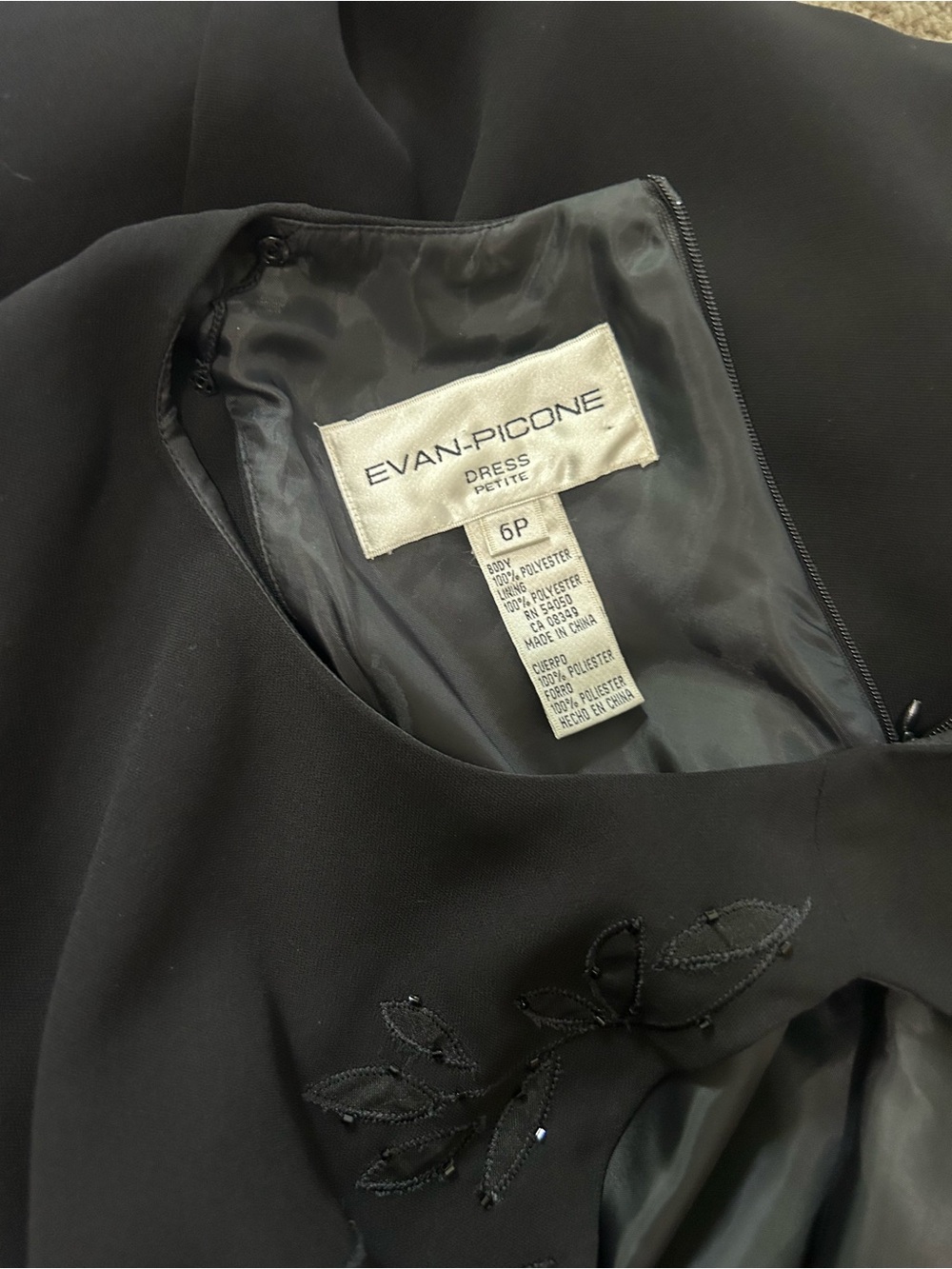 French Connection Black V-Neck Sleeveless Flare Dress Thick Stretch Cocktail 10 - Picture 7 of 8